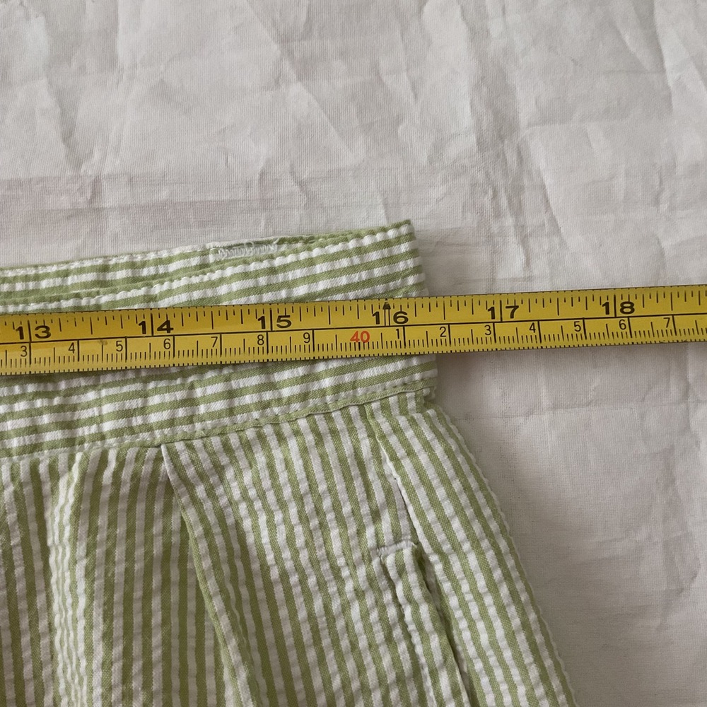 Polo Ralph Lauren Tyler Short Mens 33 Green White Striped Seersucker Pleated VTG - Picture 10 of 11